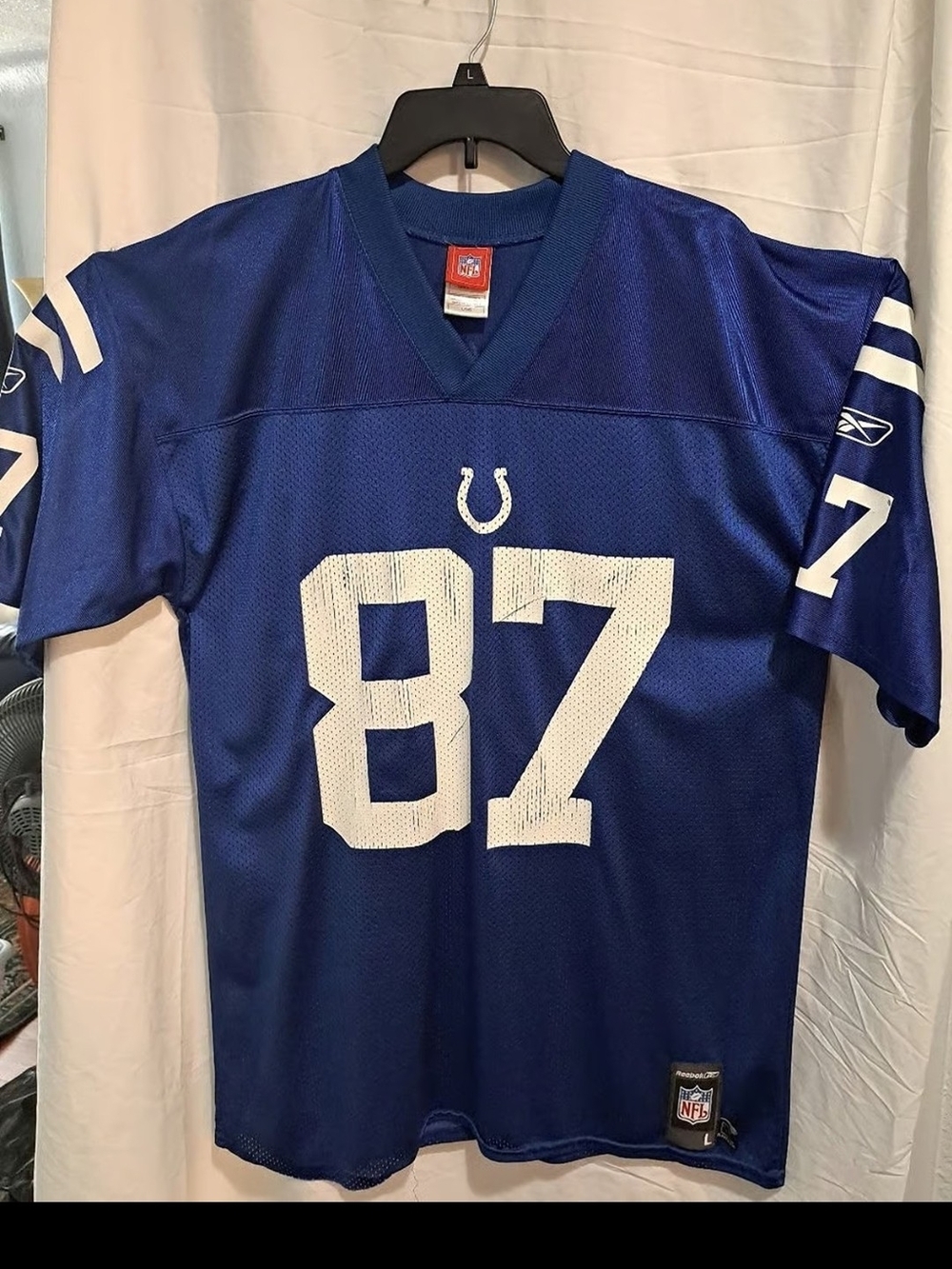 Reggie Wayne Indianapolis Colts Jersey Mens Size L Blue #87 Mesh NFL REEBOK-Vtg